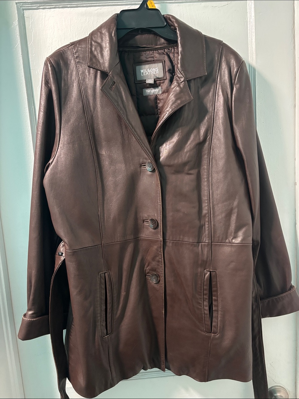Wilsons Leather Chocolate Brown Button-Front Leather Jacket